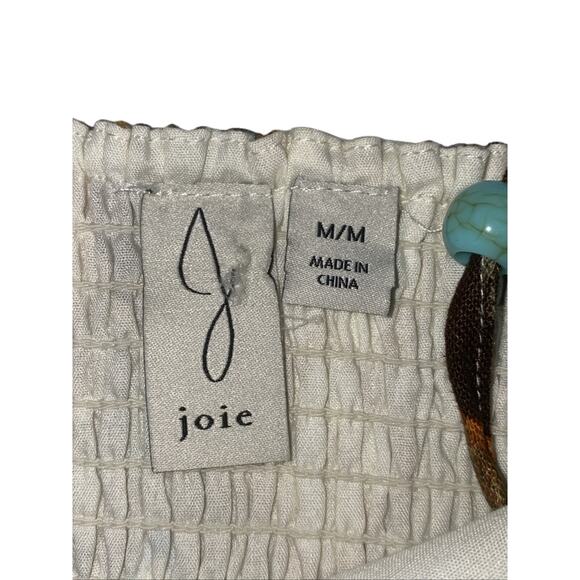 Joie Crop Top Geometric Print Medium Linen Blend - Picture 5 of 6